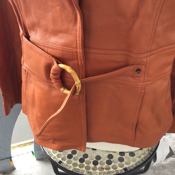Jerry Lewis Classic Luxuries Leather Jacket with Bamboo Slip Ring Belt - NWT - Picture 13 of 16